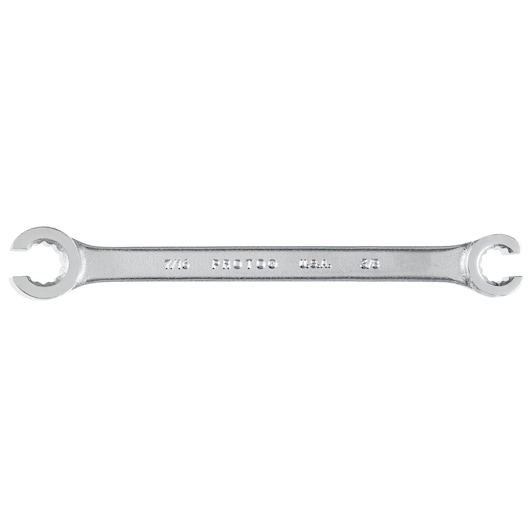 PROTO J3764T double-end metallic flare nut wrench, photography, front view on white background.