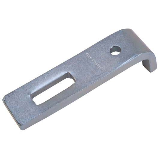 PROTO J4018 flat silver-toned steel locking tool with rectangular slot and hole, product photography on white background.