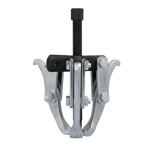 PROTO J4046A three-jaw gear puller, silver and black, front angle, on white background.