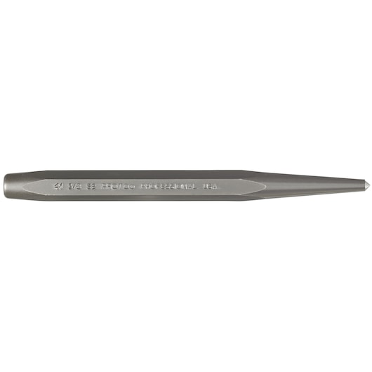 PROTO J413-8S2 steel center punch tool, silver color, side angle, on white background.