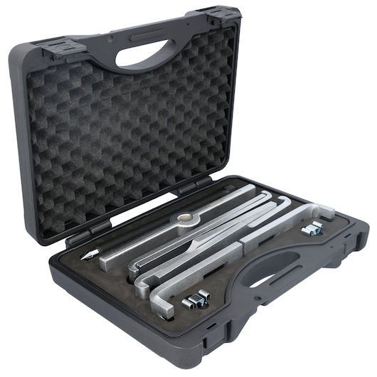 PROTO J4234BA gear puller tool set in black foam-lined carrying case, photo at an angled view.