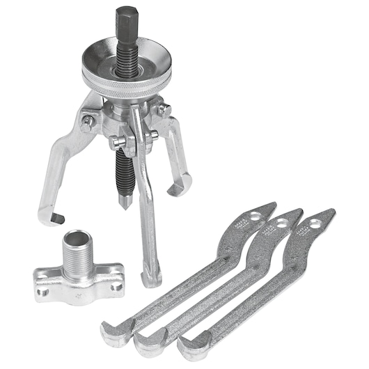 PROTO J4252 gear puller set with main unit and three arms, photography on white background