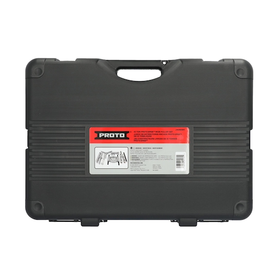 Photo of PROTO tool case with handle, black, labeled J4292BA, photography with a front view on white background.