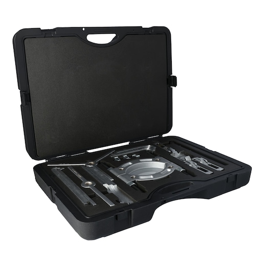 PROTO puller set J4292BA in black hard case with organized metal components, angled front view on white background.