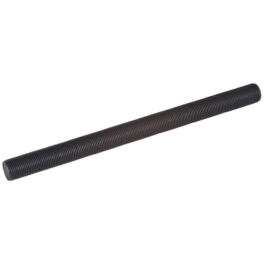 Photo of PROTO J4333R black fully threaded rod, side angle, metal construction, on white background.
