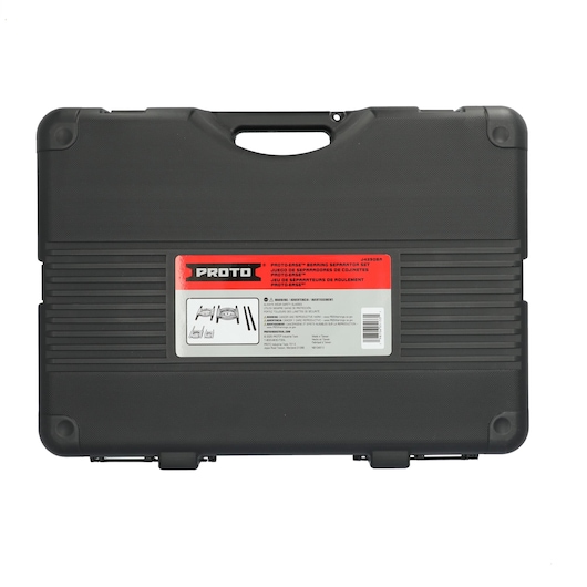 PROTO J4390BA black hard carrying case with red PROTO label, photography front angle.
