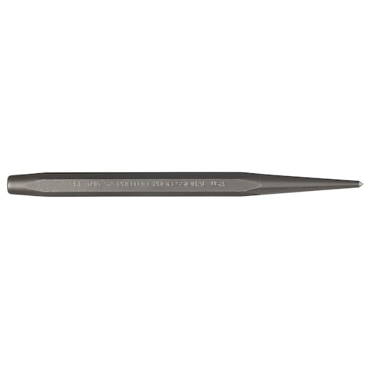 PROTO J445-16S2 steel center punch tool, hexagonal handle, side angle, white background.
