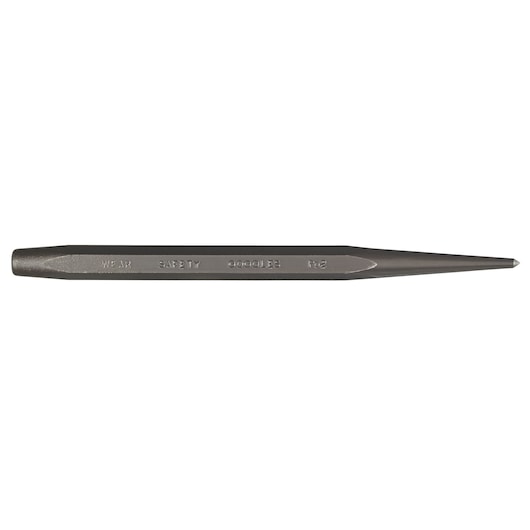 Photo of PROTO J445-16S2 steel center punch tool, hexagonal body, gray finish, side angle on white background.