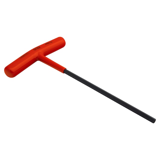 PROTO J46410 T-handle hex key with red handle and black shaft, photography on white background