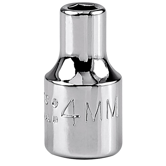 PROTO J4704M chrome 4mm socket, front angle on white background.