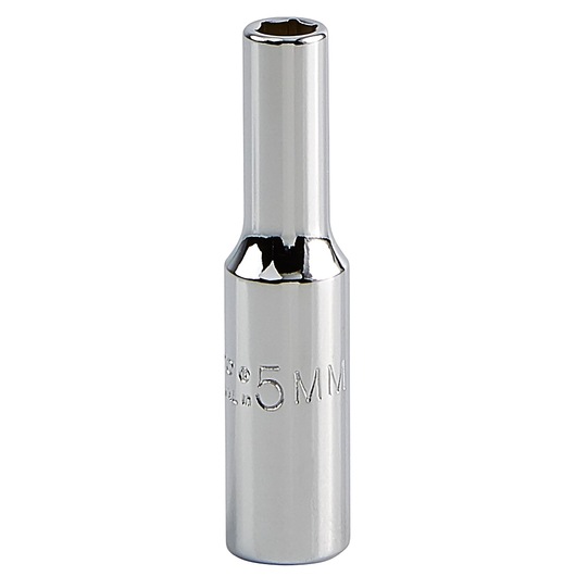PROTO J4705LM chrome 5mm deep socket, tool category, front view on white background.