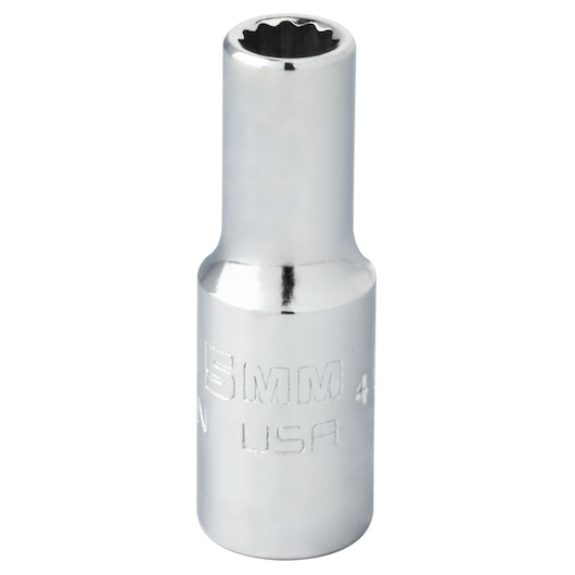 PROTO J4705MN chrome 5mm socket, twelve-point, front angle, on white background.