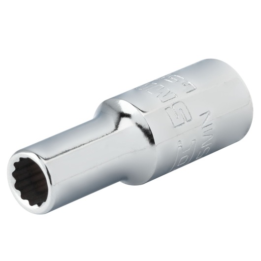 PROTO J4705MN chrome finish spline socket, tool photography, angled view on white background.