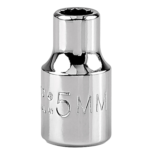 PROTO J4705TM chrome 5mm socket, front angle on white background.
