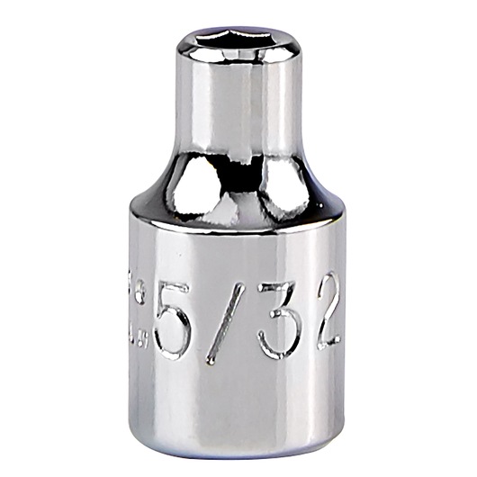 PROTO J4705 chrome 5/32 inch socket, front angle, engraved size marking, white background.