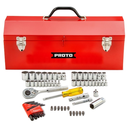 1/4 in. & 3/8 in. Drive 6 & 12-Point Socket Set With Hex Keys and Tool Box (65 pc.)