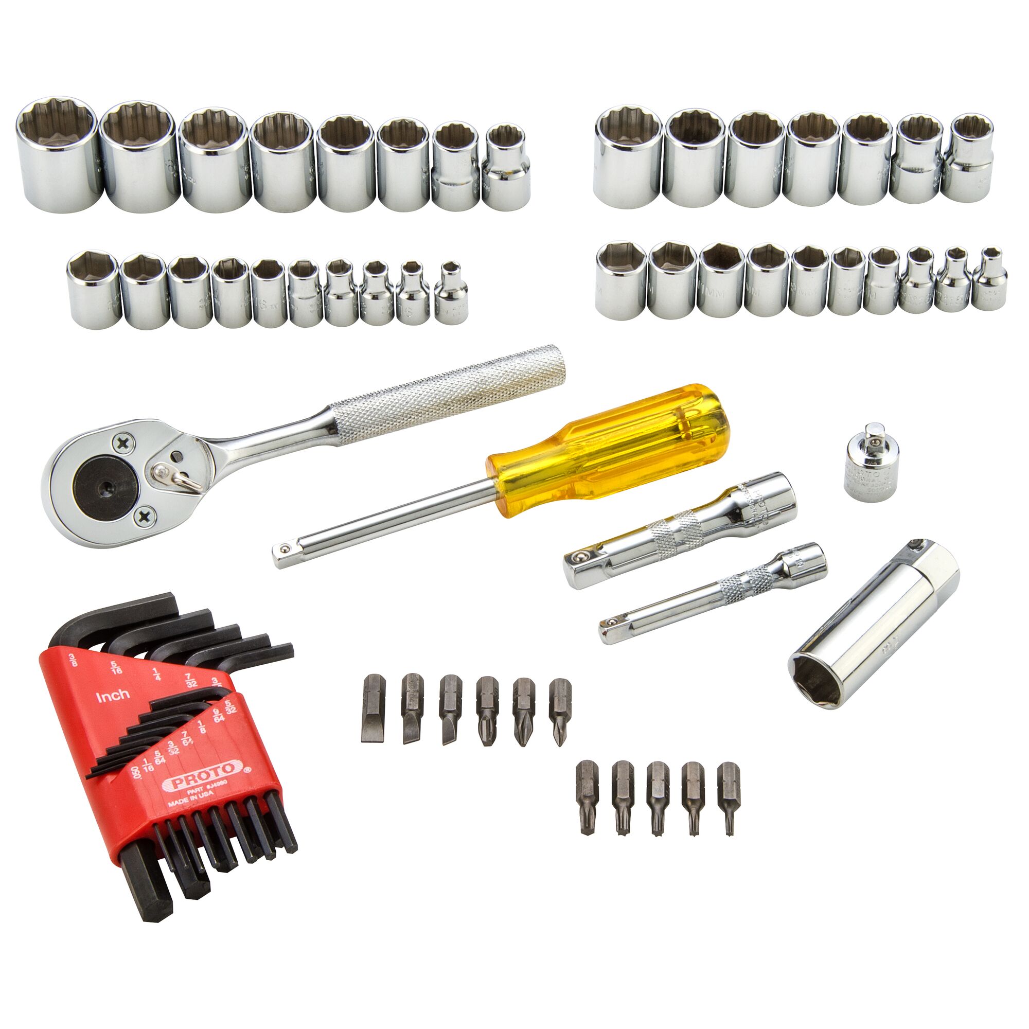 1/4 in. & 3/8 in. Drive 6 & 12-Point Socket Set With Hex Keys (65