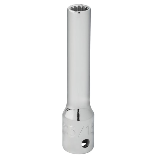 PROTO J4706DPL chrome finish long socket, front angle on white background, for hand tools.