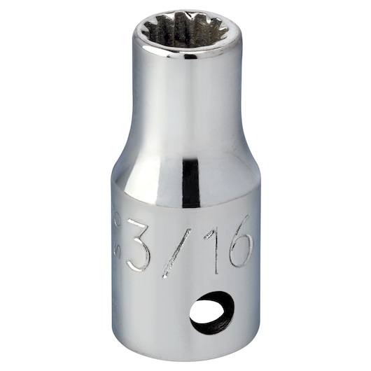 PROTO J4706SPL silver 3/16 inch spline socket, product photography, front angle on white background.