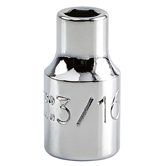 PROTO J4706 chrome 3/16 inch hex socket, product photo on white background.