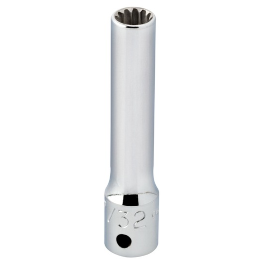 PROTO J4707DPL long chrome socket, 12-point, photography, front angle on white background.