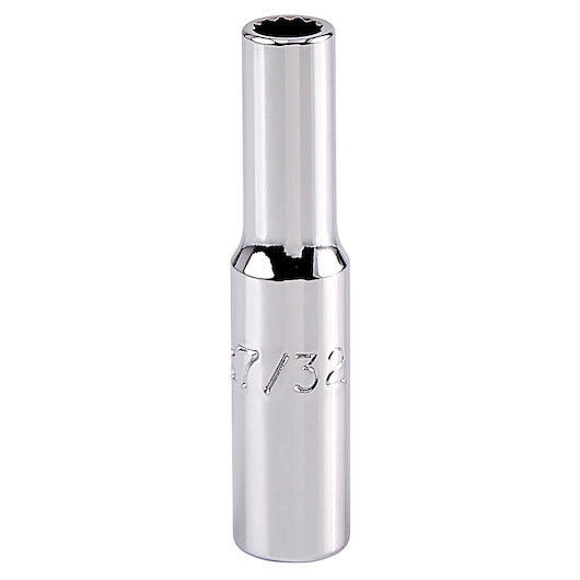 PROTO J4707LT chrome deep socket, 12-point, 7/32 inch size, photographed on white background, tool category.