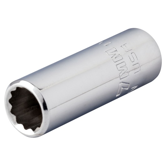 PROTO J4707MN chrome deep socket, 7mm, side angle on white background.