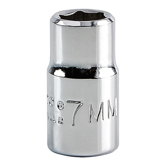 PROTO J4707M chrome 7mm socket, close-up front angle on white background.
