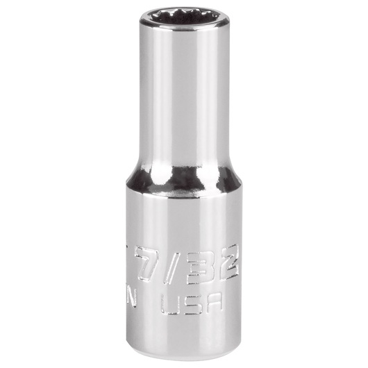 PROTO J4707N chrome socket, 7/32 inch, long profile, photographed on white background.