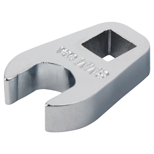 PROTO J4708MCF chrome open-end crowfoot wrench head, 8mm size, white background, angled view.