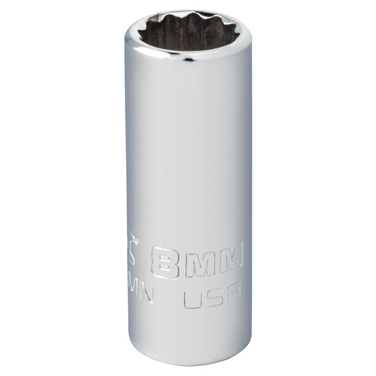 PROTO J4708MN chrome deep socket, 8mm, product photography, white background, tool accessory.