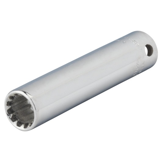 PROTO J4709DPL chrome-finish deep socket, side angle on white background.
