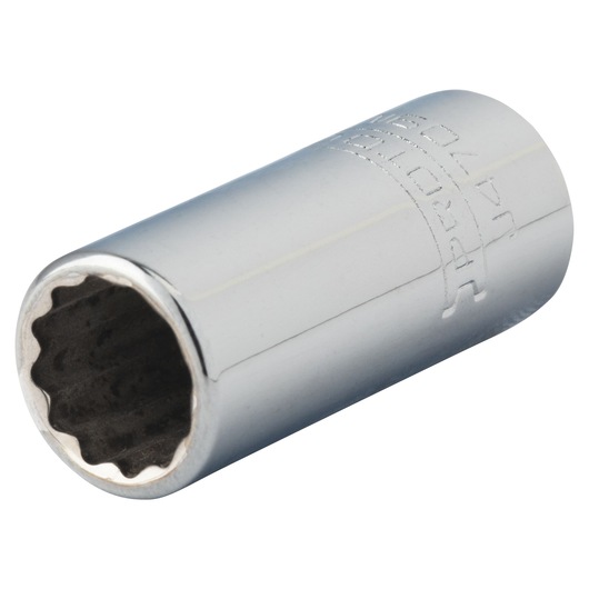 PROTO J4709MN chrome socket, cylindrical shape, twelve-point, side angle on white background.