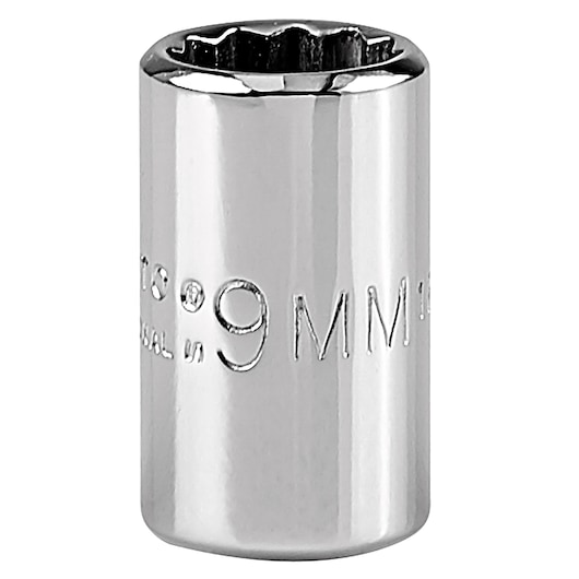 PROTO J4709TM chrome 9mm socket, photography, front angle on white background.