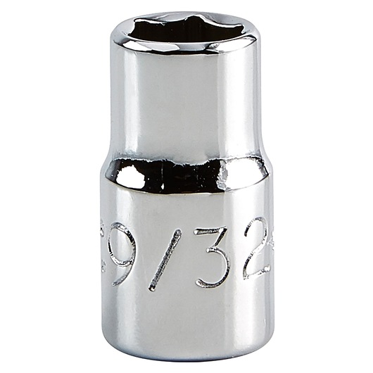 PROTO chrome socket J4709 photography, embossed 9/32 marking, front angle, white background.