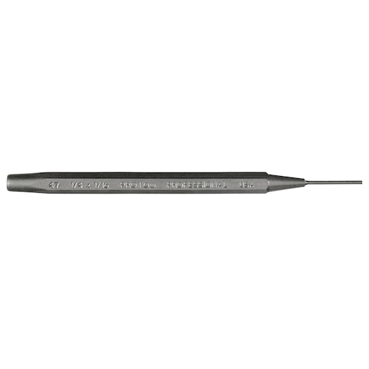 PROTO J471-4x1-16 steel pin punch tool, cylindrical with textured grip, side view, white background.