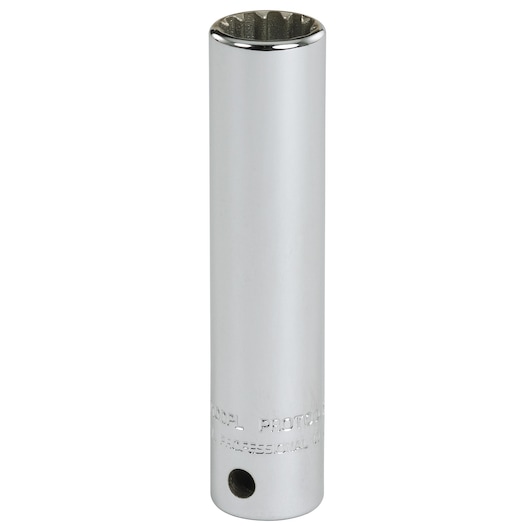 PROTO J4710DPL chrome long socket, 12-point, photographed on white background.