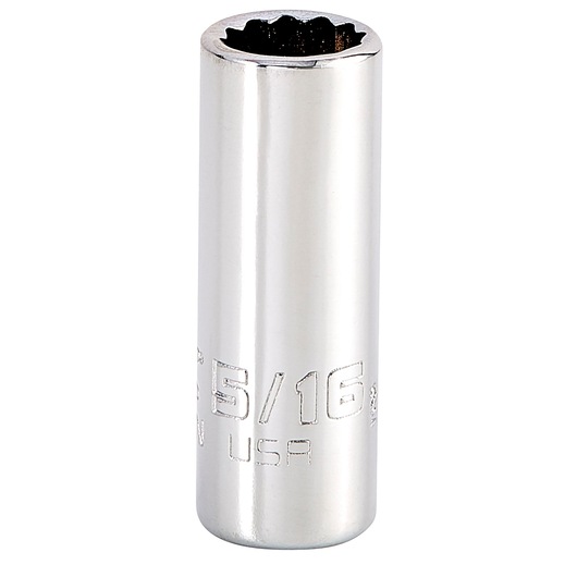 PROTO J4710N 5/16 inch chrome finish socket, deep length, photographed on white background.