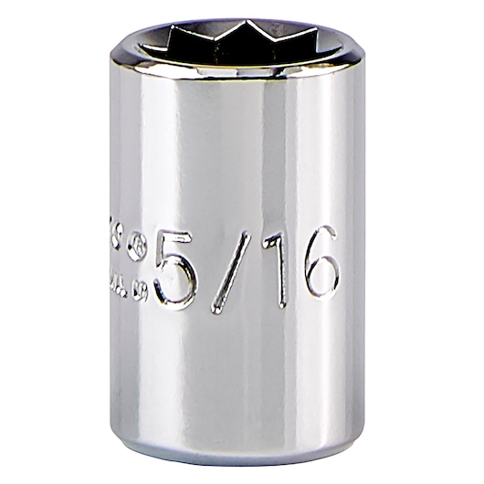 PROTO J4710S chrome 5/16 inch socket, six-point design, front view on white background.