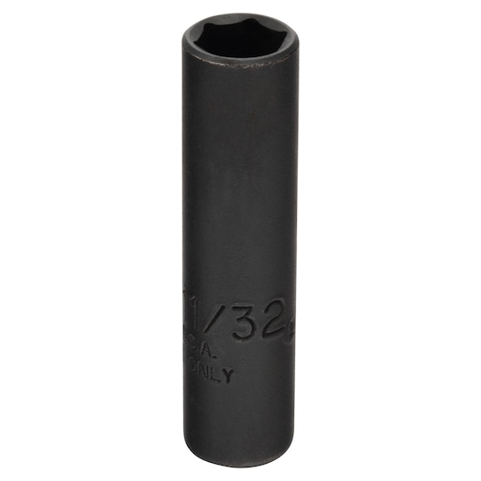 PROTO J4711LB black deep socket tool, cylindrical, front angle on white background.