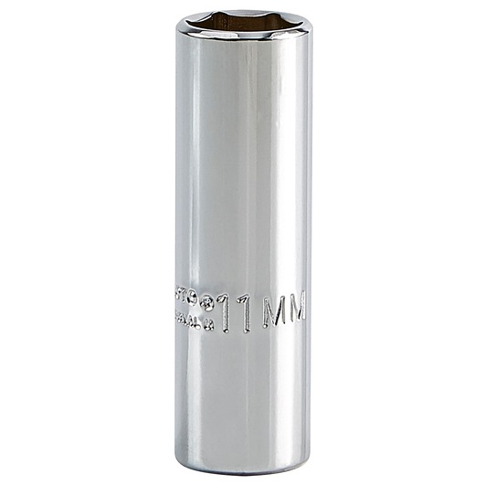 PROTO J4711LM chrome deep socket, 11mm, product photography on white background, front angle.