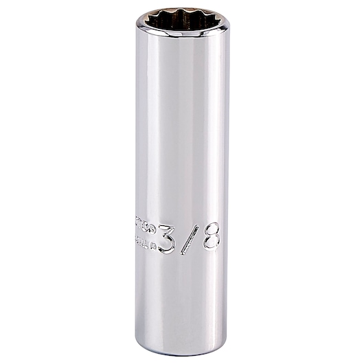 PROTO chrome deep socket 3/8 inch, model J4712LT, front angle on white background.