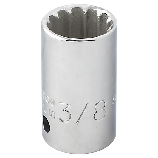 PROTO J4712SPL chrome 3/8 inch twelve-point socket, front angle, white background.