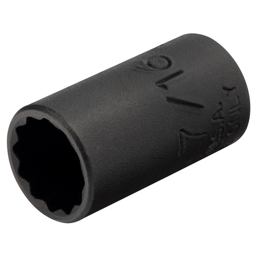 PROTO J4714TB black 12-point impact socket, close-up angled view on white background, tool accessory category.