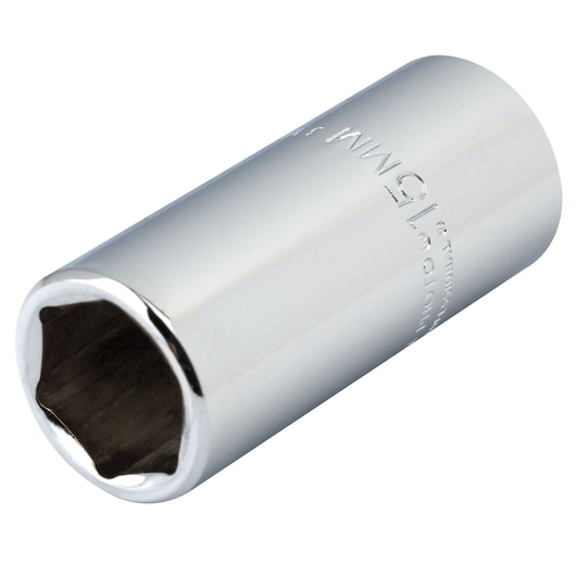 PROTO J4715LM chrome socket, 6-point, cylindrical, photography on white background, tool accessory.