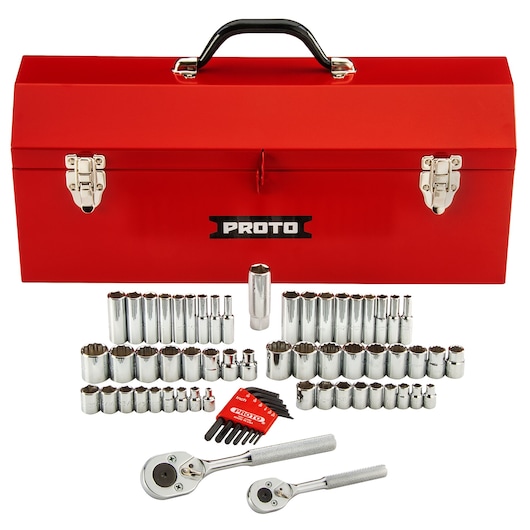 1/4 in. & 3/8 in. Drive 6 & 12-Point Socket Set With Tool Box (63 pc.)