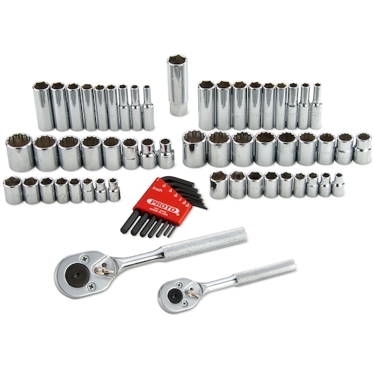 Proto® 1/4" & 3/8" Drive 63 Piece Socket Set- 6 & 12 Point- Tools Only