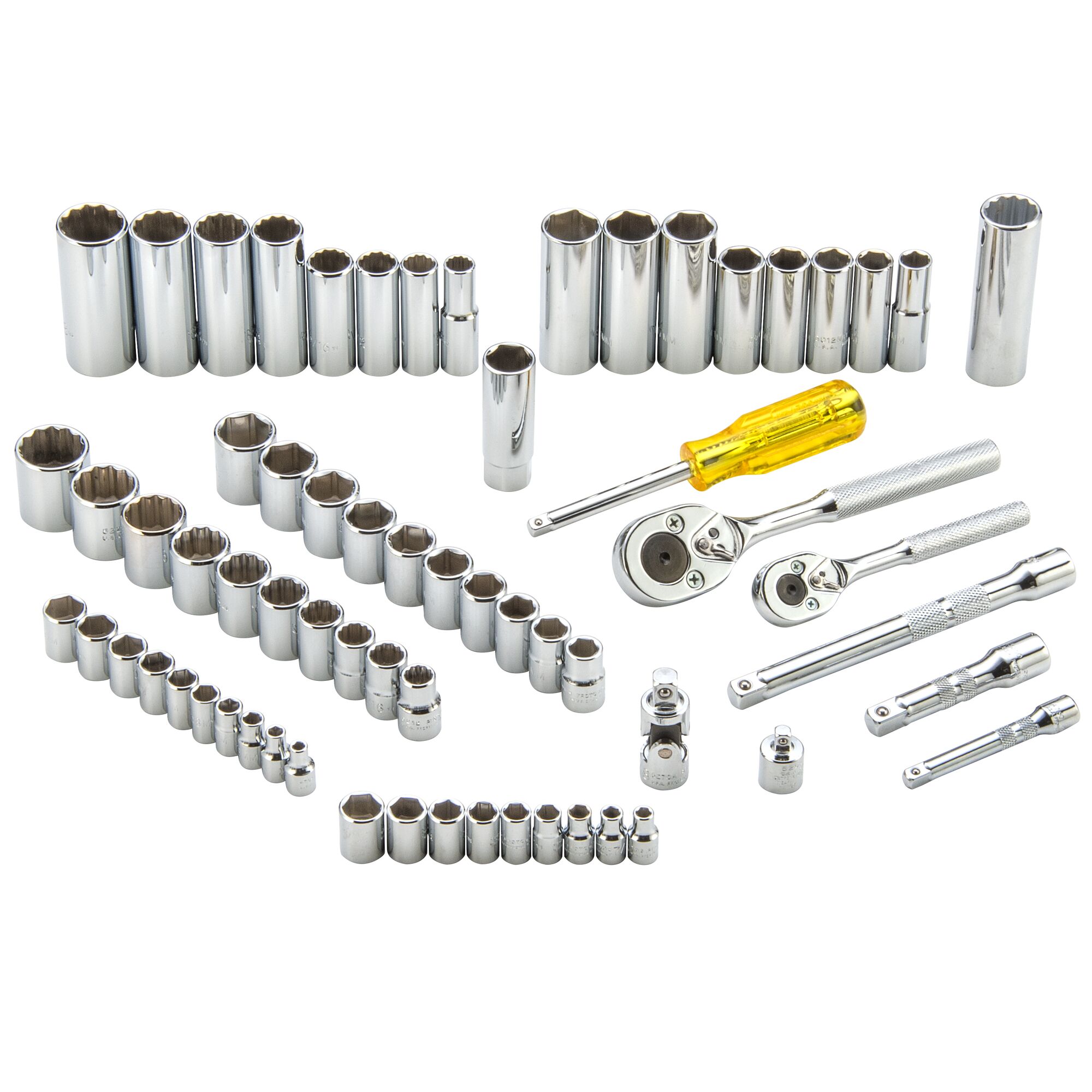 1/4 in. & 3/8 in. Drive 6 & 12-Point Socket Set (65 pc.) | PROTO