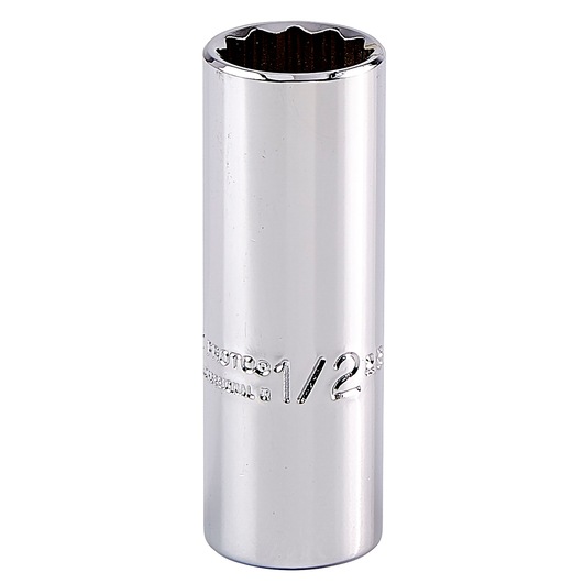PROTO J4716LT chrome deep socket, 12-point, with engraved size marking, front angle on white background.