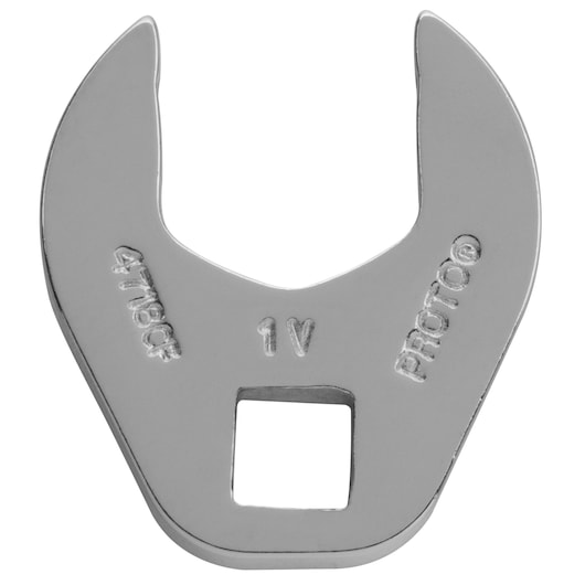 PROTO J4718CF open-end crowfoot wrench, silver finish, front angle on white background.